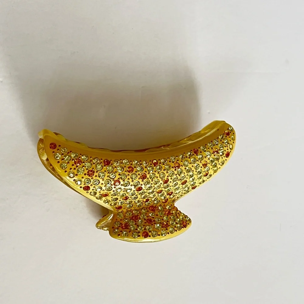 Vintage Mustard Swarovski Crystal Hair Claw Clip